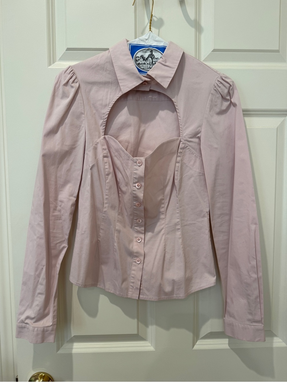 Fleur du Mal Blush Cutout Corset-Style Button Blouse